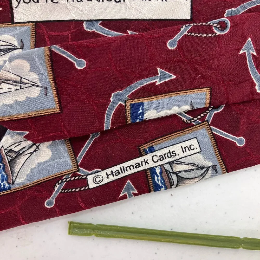 Vintage Celebrations Hallmark Superba Sail Boat Nautical Novelty Silk Neck Tie